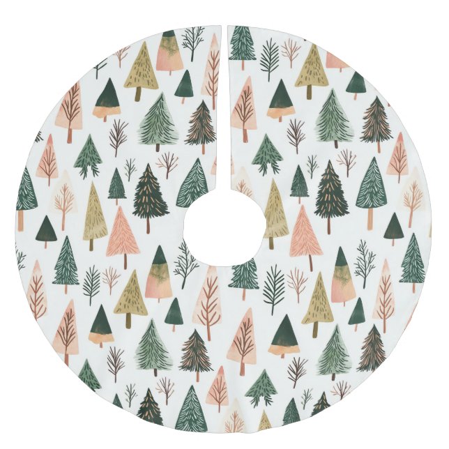 Weichteilige botanische Urlaubsmuster Polyester Weihnachtsbaumdecke (Vorderseite)