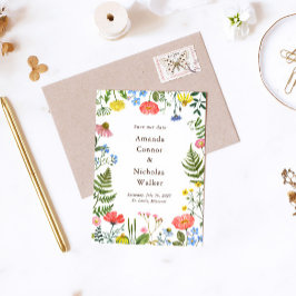 Weichteilige Wildblumen Save the Date Karte