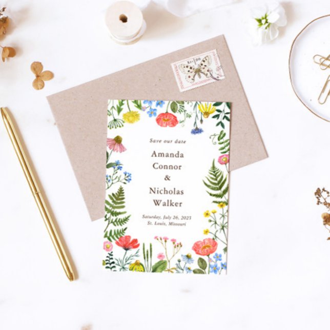 Weichteilige Wildblumen Save the Date Karte (Von Creator hochgeladen)