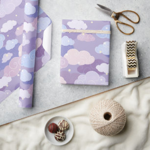 Weichteilwolken und Sternenmuster Geschenkpapier