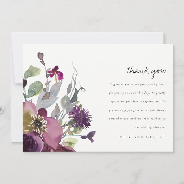 WEICHWEICHEN MACHEN LILA WASSERFARBFLÄCHEN AUS LIL DANKESKARTE (Vorderseite)