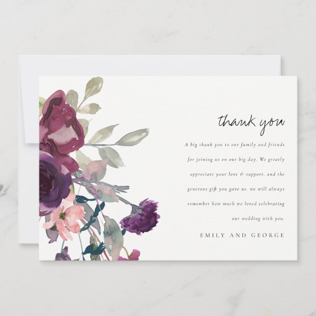 WEICHWEICHEN MACHEN LILA WASSERFARBFLÄCHEN AUS LIL DANKESKARTE (Vorderseite)