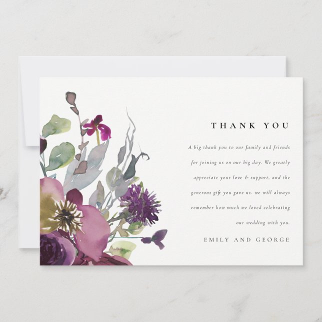 WEICHWEICHEN MACHEN LILA WASSERFARBFLÄCHEN AUS LIL DANKESKARTE (Vorderseite)