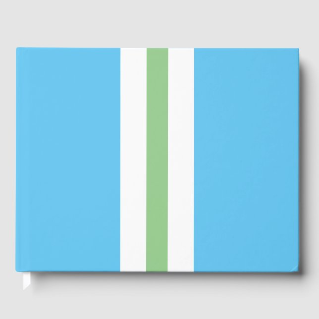 Weichweiße weiße Streifen mit glasklarem Blau Gästebuch (Vorderseite)