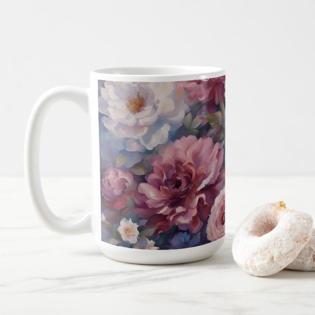 Weichzeichnen der Wildblume Kaffeetasse (Mit Donut)