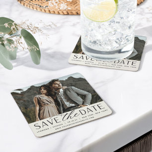 Weichzeichnen   FOTO SAVE THE DATE Rechteckiger Pappuntersetzer