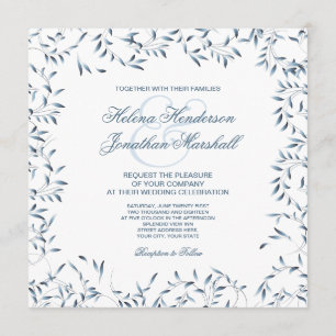 Weide-Garten-elegantes blaues und weißes Blumen Einladung