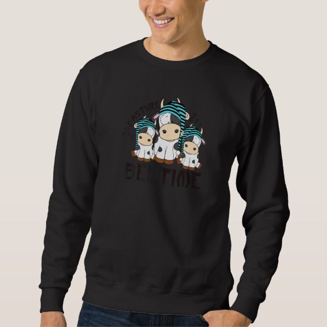 Weide Schlafenszeit Süßes Tier Kuh Bauer Sweatshirt (Vorderseite)
