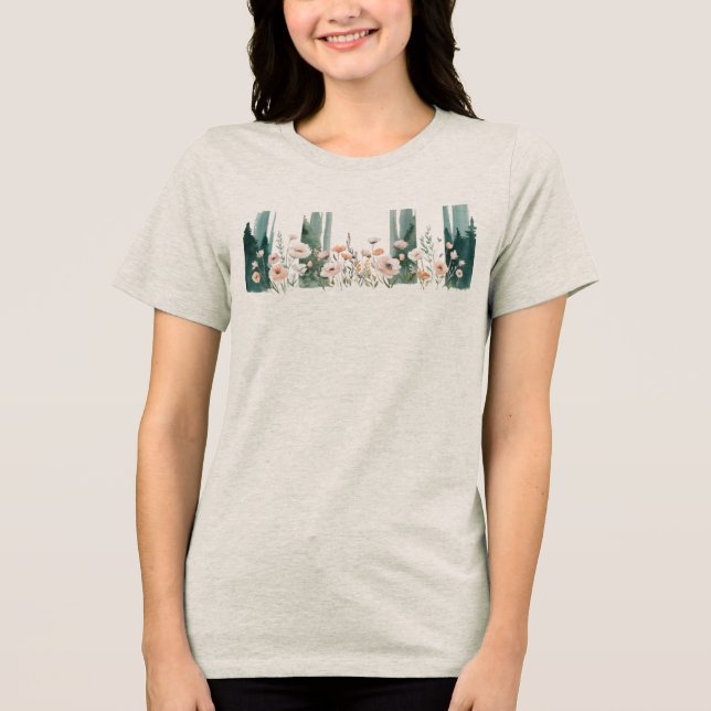 Weideland aus Holz Tri-Blend Shirt (Vorderseite)