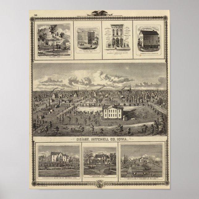 Weideland, Bauernhöfe, Wohnhäuser Poster (Vorne)