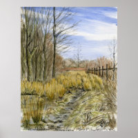 "Weideland im frühen März" Aquarelllandschaft