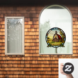 Weideland Land Barn Imitate aus festem Glas Fensteraufkleber
