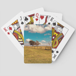 Weideland mit Zaun und Bäumen Spielkarten