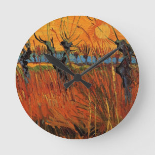 Weiden bei Sonnenuntergang von Vincent van Gogh Runde Wanduhr