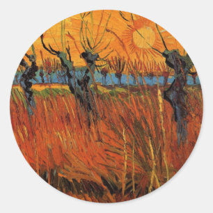 Weiden bei Sonnenuntergang von Vincent van Gogh Runder Aufkleber