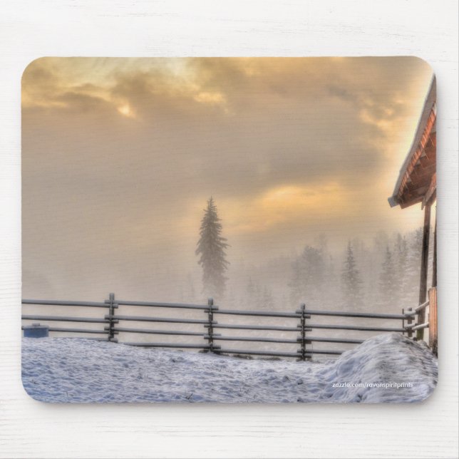 Weiden im Winterschnee Mousepad (Vorne)