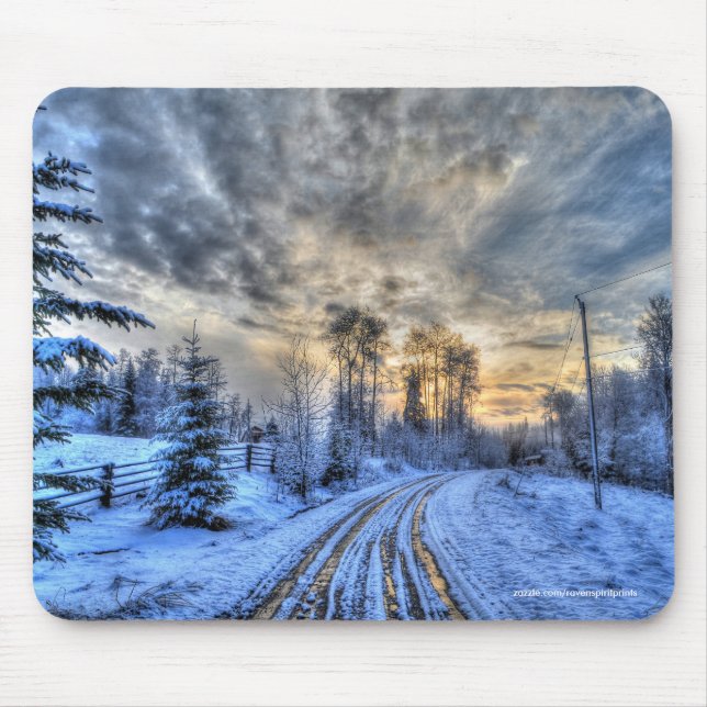 Weiden im Winterschnee Mousepad (Vorne)