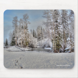 Weiden im Winterschnee Mousepad