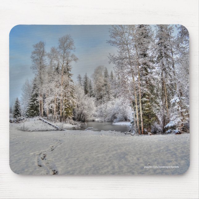 Weiden im Winterschnee Mousepad (Vorne)
