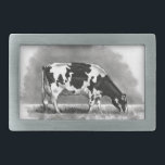 Weiden lassende Holstein-Kuh: Rechteckige Gürtelschnalle<br><div class="desc">Dieses ist mein Bleistiftzeichnen einer weiden lassenden Holstein-Kuh.</div>