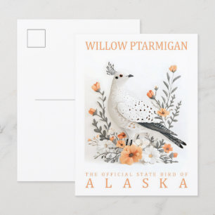 Weiden-Schneehuhn Vogel von Alaska USA Reise Postkarte