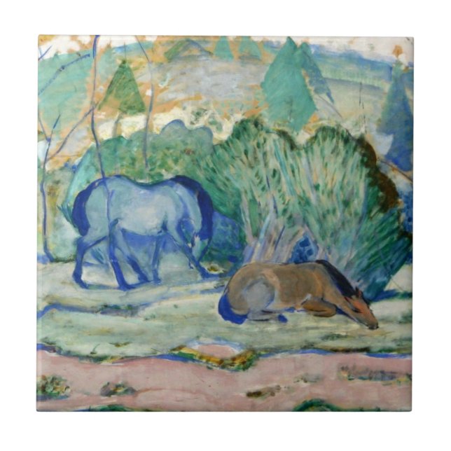 Weiden von Franz Marc, Vintage Kunst Fliese (Vorderseite)