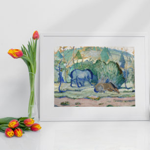 Weiden von Franz Marc, Vintage Kunst Poster