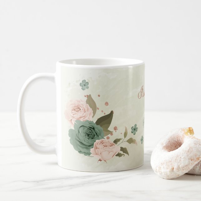 Weidengrün Blütenblüte Kaffeetasse (Mit Donut)