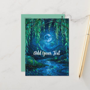 Weidenmond Saille Fließender Fluss Blau Grün Postkarte