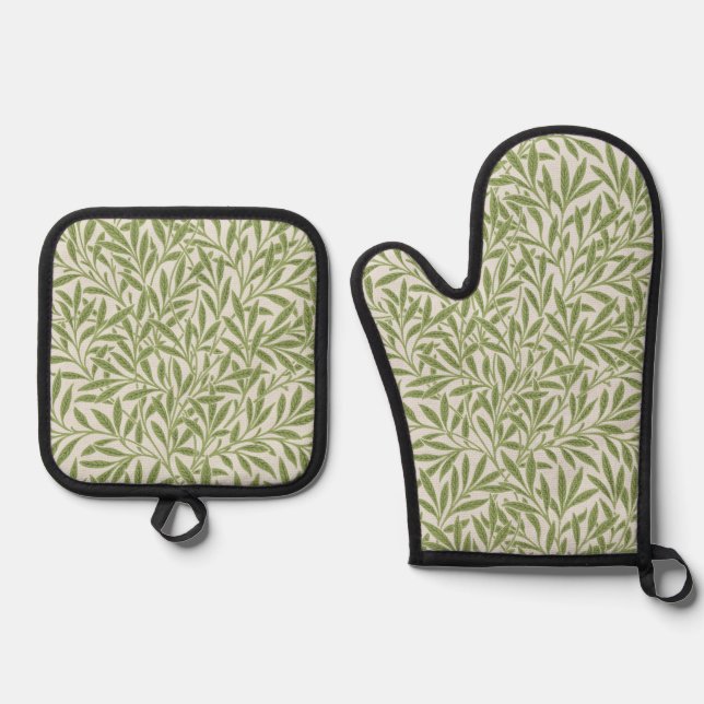 Weidenmuster, William Morris Ofenhandschuh & Topflappen-Set (Vorderseite)