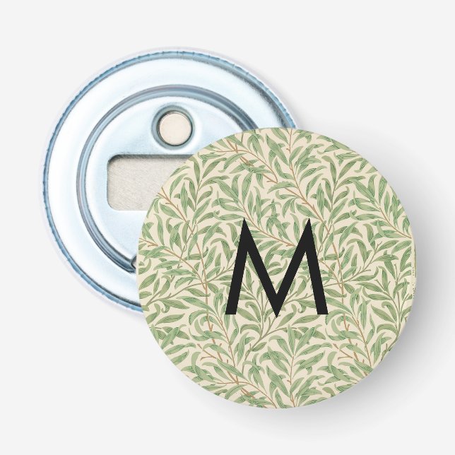 Weidenzweig Botanical William Morris Monogramm Flaschenöffner (Vorderseite)