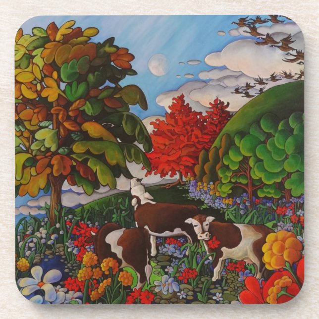 Weideprozess-Untersetzer-Set 6 Untersetzer (Vorderseite)