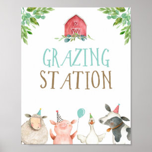 Weidestation Landtiere Barnyard Boy Birthday Poster
