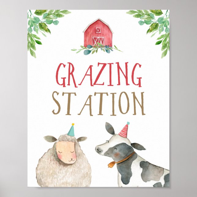 Weidestation Landtiere Barnyard Boy Birthday Poster (Vorne)