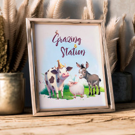 Weidestation Landtiere Geburtstagsparty Poster