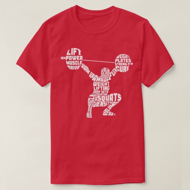 WeightHebe Typografie Fitness Gym Word Art T-Shirt (Design vorne)