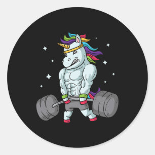 Weightlift Unicorn - Funny Deadlift und Gym Gif Runder Aufkleber