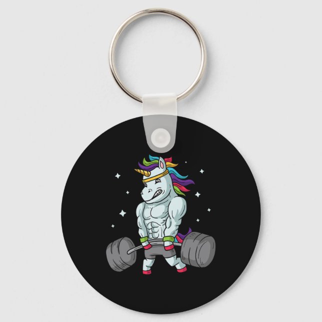 Weightlift Unicorn - Funny Deadlift und Gym Gif Schlüsselanhänger (Vorderseite)