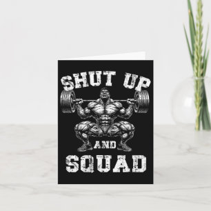 Weightlifter hält auf und bestickt lustigen Gym Sp Karte