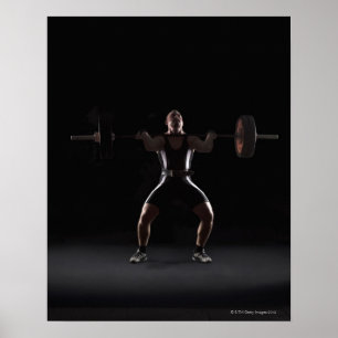 Weightlifter jerking weight poster