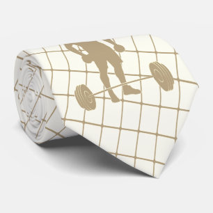 Weightlifter und Gewichte auf Tan Karo Necktie Krawatte