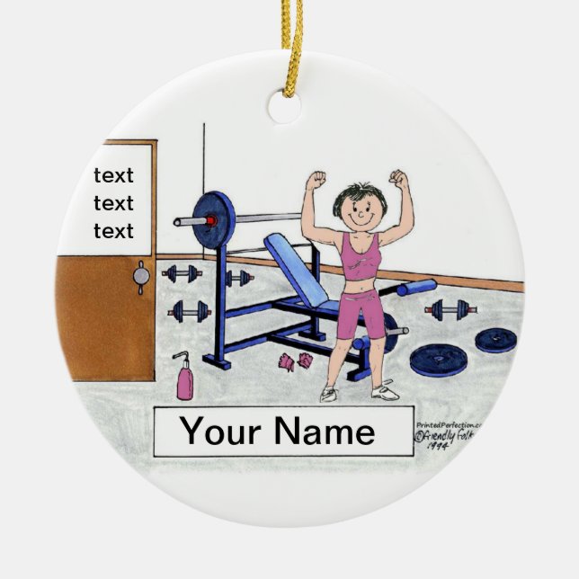 Weightlifter - weiblich, personalisiertes keramik ornament (Vorne)
