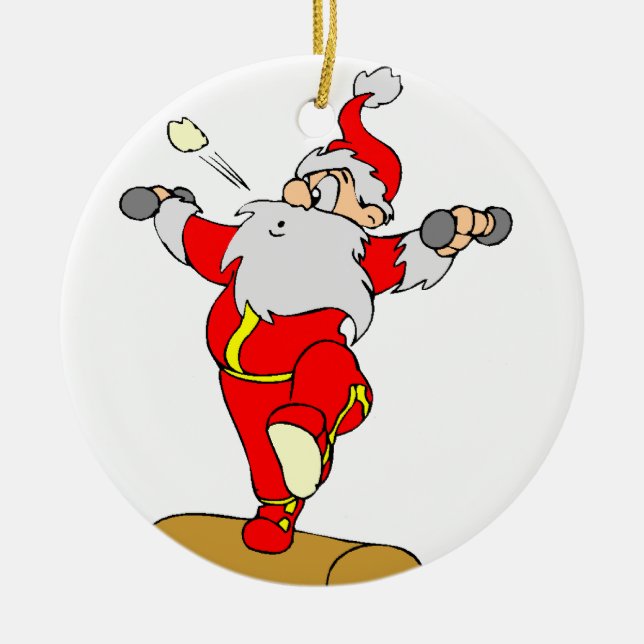 Weightlifting-Cartoon Sankt Keramikornament (Vorne)