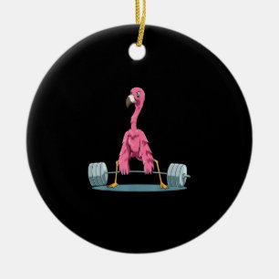 Weightlifting Flamingo Deadlifting Flamingo Keramik Ornament