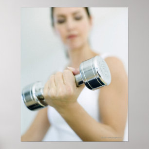 Weightlifting. Frau anhebende Dumbbells. Dieses Poster