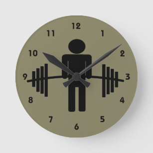 Weightlifting Gym Barbell Fitness Motivation Runde Wanduhr