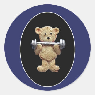 Weightlifting-Teddybär Runder Aufkleber