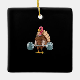 Weightlifting Turkey Deadlifting Thanksgiving Keramikornament
