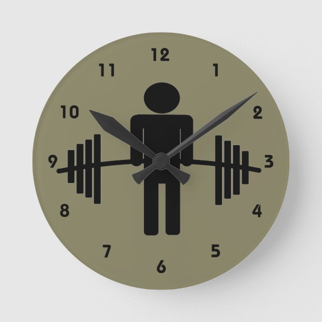Weightlifting-Turnhallebarbell-Fitness-Motivation Runde Wanduhr (Vorderseite)