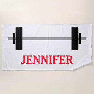WeightliftingBarbell + Personalisierter Name Strandtuch